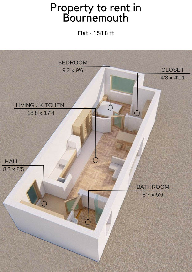 Our projects usually include floor plans of the buildings, as well as CGI.